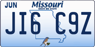 MO license plate JI6C9Z