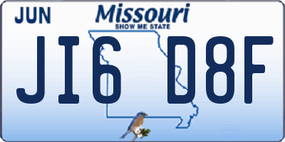 MO license plate JI6D8F