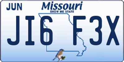 MO license plate JI6F3X