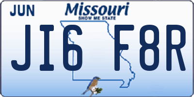 MO license plate JI6F8R