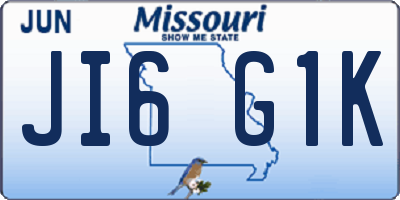 MO license plate JI6G1K