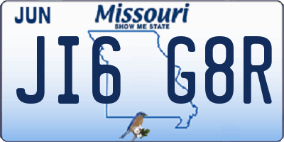 MO license plate JI6G8R