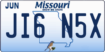 MO license plate JI6N5X