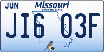 MO license plate JI6O3F