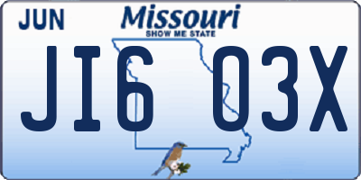 MO license plate JI6O3X