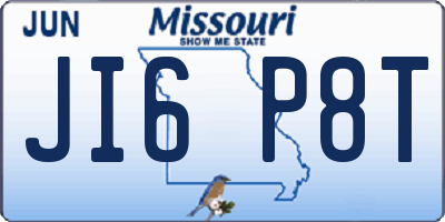 MO license plate JI6P8T
