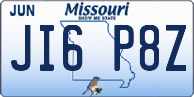 MO license plate JI6P8Z