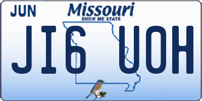MO license plate JI6U0H