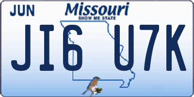 MO license plate JI6U7K
