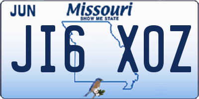 MO license plate JI6X0Z