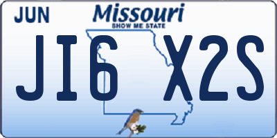 MO license plate JI6X2S