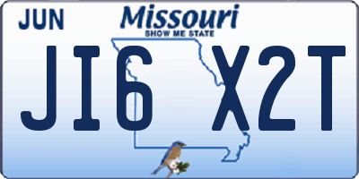 MO license plate JI6X2T