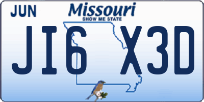 MO license plate JI6X3D