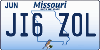 MO license plate JI6Z0L
