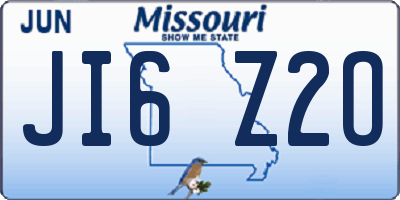 MO license plate JI6Z2O