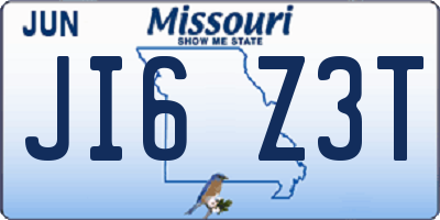 MO license plate JI6Z3T