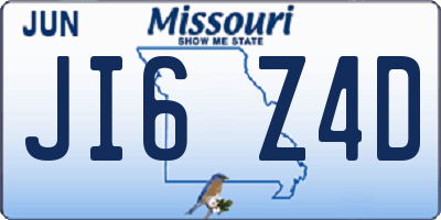 MO license plate JI6Z4D