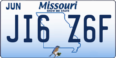 MO license plate JI6Z6F