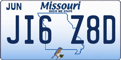 MO license plate JI6Z8D