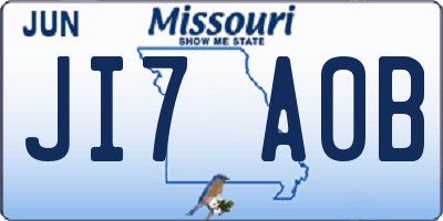 MO license plate JI7A0B
