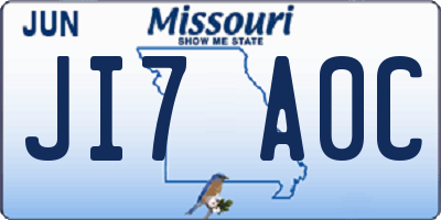 MO license plate JI7A0C