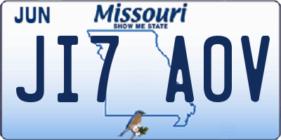 MO license plate JI7A0V