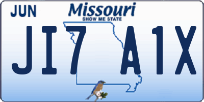 MO license plate JI7A1X