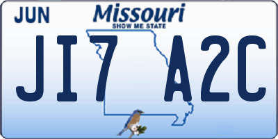 MO license plate JI7A2C
