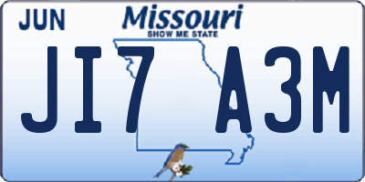 MO license plate JI7A3M
