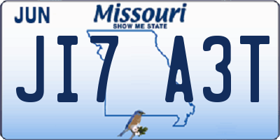 MO license plate JI7A3T