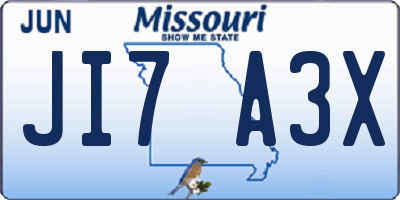 MO license plate JI7A3X