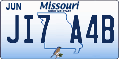 MO license plate JI7A4B