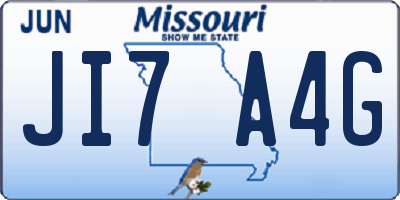 MO license plate JI7A4G