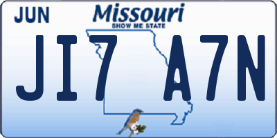 MO license plate JI7A7N