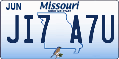 MO license plate JI7A7U