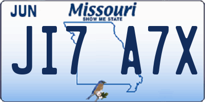 MO license plate JI7A7X