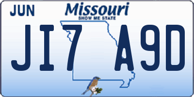 MO license plate JI7A9D