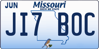 MO license plate JI7B0C