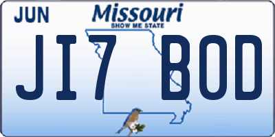 MO license plate JI7B0D