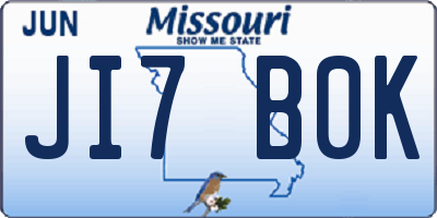 MO license plate JI7B0K