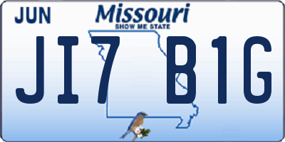 MO license plate JI7B1G