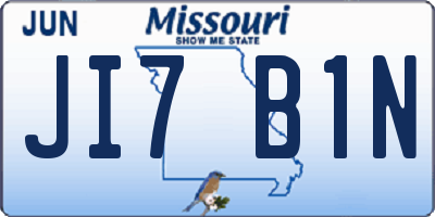 MO license plate JI7B1N