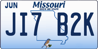 MO license plate JI7B2K