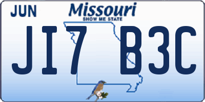 MO license plate JI7B3C