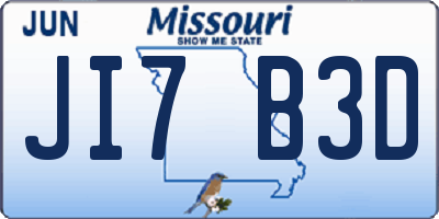 MO license plate JI7B3D