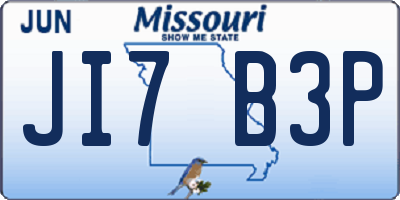 MO license plate JI7B3P