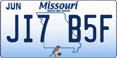 MO license plate JI7B5F