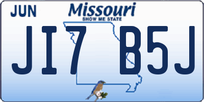 MO license plate JI7B5J