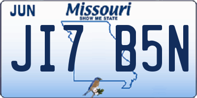 MO license plate JI7B5N
