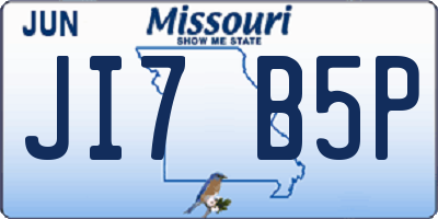 MO license plate JI7B5P